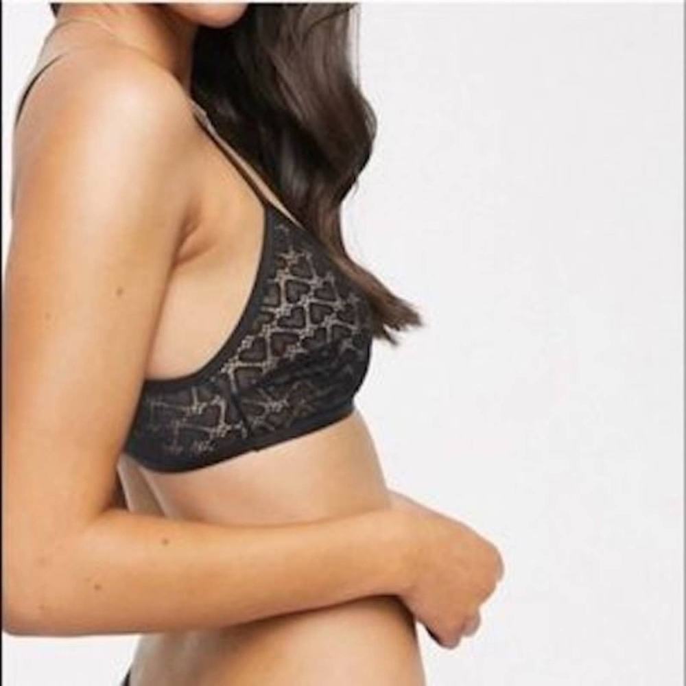 Free People Kelly Heart Lace Bra & Thong Set Size XL NEW - Picture 4 of 11